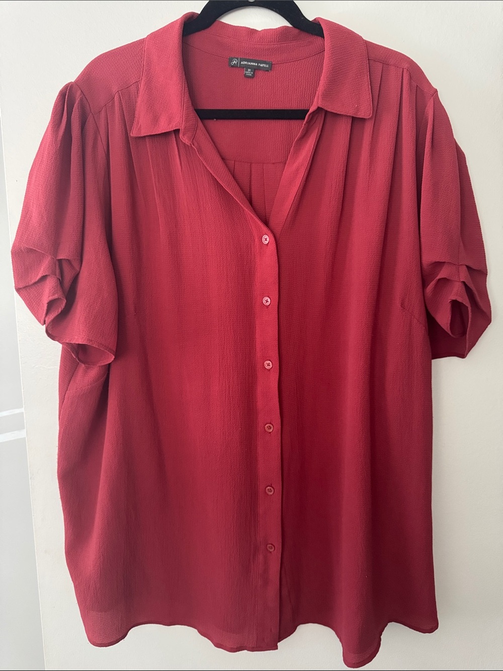 Burgundy Women's Short-Sleeve Button Down Shirt